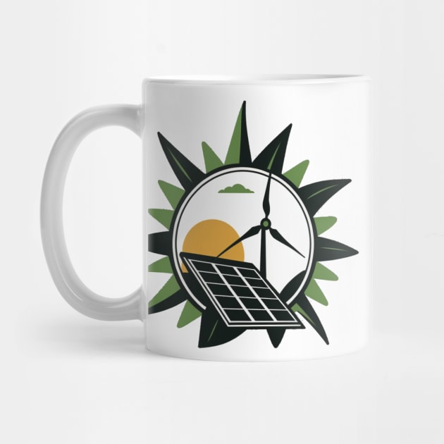 Support Renewable Energy with Our Cartoon Wind Turbine and Solar Panel Design by Greenbubble